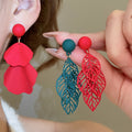 Metal Hollow Petal Leaf Tassel Drop Earrings New Chinese Style Silver Post Floral Studs view 1
