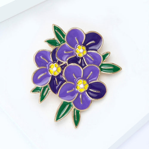 Alloy Enamel Flower Brooch Pin For Elegant Suit Accessories
