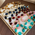 Vintage Acrylic Ombre Irregular Beaded Necklace Bracelet Jewelry Set For Women view 1