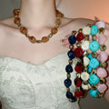 Vintage Acrylic Ombre Irregular Beaded Necklace Bracelet Jewelry Set For Women view 2