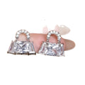 Light Luxury Alloy Rhinestone Geometric Square Bag Stud Earrings For Women view 5