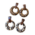 Maillard Style Resin Leather Leopard Print Geometric Round Pendant Drop Earrings view 5