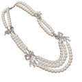 Light Luxury Rhinestone Bow Faux Pearl Multilayer Baroque Sweater Necklace For Women view 5