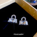 Light Luxury Alloy Rhinestone Square Bag Charm Drop Earrings With Silver Pins view 4