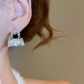 Light Luxury Alloy Rhinestone Square Bag Charm Drop Earrings With Silver Pins view 3