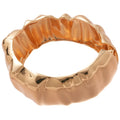 European American Style Alloy Open Bangle With Glossy Wrinkled Texture Minimalist Round Jewelry view 5