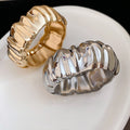 European American Style Alloy Open Bangle With Glossy Wrinkled Texture Minimalist Round Jewelry view 4
