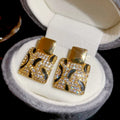 18K Gold Plated Copper Square Zircon Vintage Court Style Drop Earrings With Silver Posts view 4