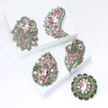 Pink Green Crystal Glass Brooch Pin For Fresh Forest Style Apparel view 3