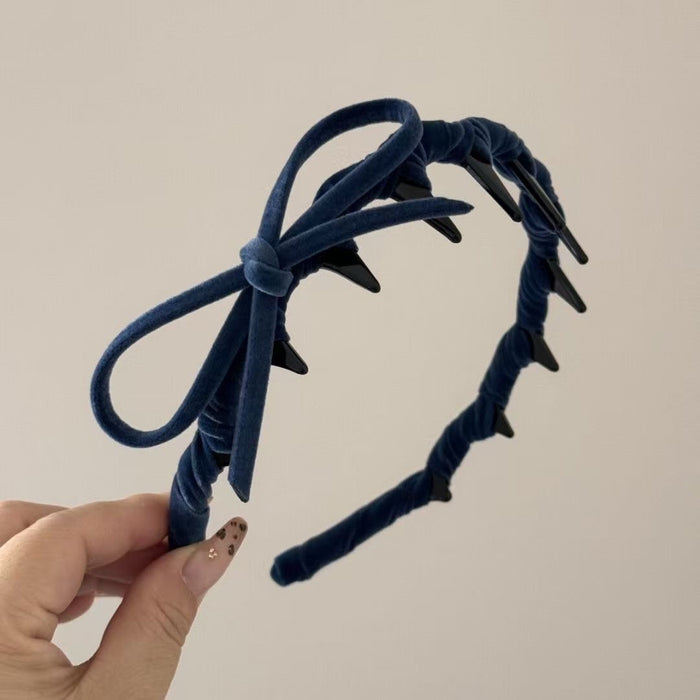 Leather Wavy Headband With Teeth And Side Bow
