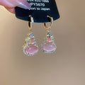 14K Gold Plated Zircon Resin Oval Gourd Pendant Drop Earrings New Chinese Light Luxury Jewelry view 4