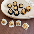 18K Gold Plated Acetate Pearl Leopard Print Irregular Geometric Stud Earrings With Silver Posts view 3