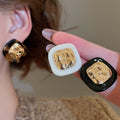 18K Gold Plated Acetate Pearl Leopard Print Irregular Geometric Stud Earrings With Silver Posts view 2