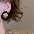 18K Gold Plated Acetate Pearl Leopard Print Irregular Geometric Stud Earrings With Silver Posts view 4