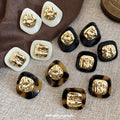 18K Gold Plated Acetate Pearl Leopard Print Irregular Geometric Stud Earrings With Silver Posts view 1