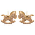 Light Luxury Copper Zircon Cute Pony Horse Stud Earrings For Women Fashion Animal Jewelry view 5