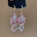 Sparkling Rhinestone Teardrop Crystal Tassel Drop Earrings, French Palace Style Ear Hooks view 4
