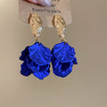 Acrylic Flower Petal Tassel Drop Earrings With Silver Needle Maillard Style Statement Design view 3