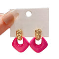 Alloy Enamel Hollow Diamond Contrast Color Drop Earrings With Silver Needles For Women view 5