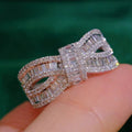 Fashion Micro Pave Bow Ring For Women, Elegant Wedding Valentine Adjustable Finger Jewelry view 2