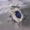 Korean Flower Rose Ring For Women, Oval Faux Sapphire Court Style Statement Jewelry view 4