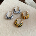 Vintage Maillard Alloy Leopard Print Enamel Square Clip On Drop Earrings For Women view 3