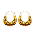 Vintage Maillard Alloy Leopard Print Enamel Square Clip On Drop Earrings For Women view 5