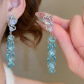Light Luxury Alloy Crystal Butterfly Tassel Drop Earrings With Sparkling Rhinestone Accents view 1