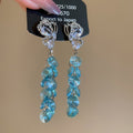 Light Luxury Alloy Crystal Butterfly Tassel Drop Earrings With Sparkling Rhinestone Accents view 4