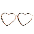 Metal Leopard Print Heart Hoop Earrings With Silver Posts Trendy European Style Jewelry view 5