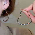 Metal Leopard Print Heart Hoop Earrings With Silver Posts Trendy European Style Jewelry view 1