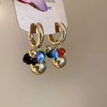 Vintage Stone Beaded Grape Cluster Drop Earrings Geometric Round Minimalist Fashion Jewelry view 2