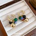 Vintage Stone Beaded Grape Cluster Drop Earrings Geometric Round Minimalist Fashion Jewelry view 4