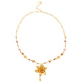 Court Style Alloy Pearl Beaded Crystal Flower Pendant Sweater Necklace For Women view 5