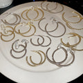 Luxury Copper Hoop Earrings With Sparkling Rhinestone Round Pendant For Women view 4