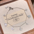 Sparkling Zircon Mother Of Pearl Four Leaf Flower Bangle French Vintage Light Luxury Jewelry view 4
