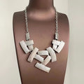 Metallic Alloy Geometric Square Textured Pendant Sweater Necklace For Women view 2