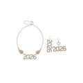 Sparkling Rhinestone Round 2026 Pendant Earrings Necklace Jewelry Set Copper Light Luxury Choker view 5