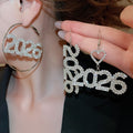 Sparkling Rhinestone Round 2026 Pendant Earrings Necklace Jewelry Set Copper Light Luxury Choker view 4