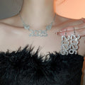 Sparkling Rhinestone Round 2026 Pendant Earrings Necklace Jewelry Set Copper Light Luxury Choker view 2