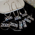 Sparkling Rhinestone Round 2026 Pendant Earrings Necklace Jewelry Set Copper Light Luxury Choker view 3