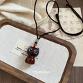 Braided Cord Glass Crystal Cartoon Character Pendant Necklace Vacation Style Choker view 4