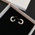 Luxury Brushed Frosted Alloy C Shape Hoop Stud Earrings For Women Minimalist Statement Fashion Earrings view 4