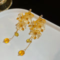 Light Luxury Floral Resin Crystal Tassel Drop Earrings With Silver Needle Posts view 2
