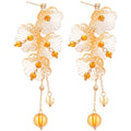 Light Luxury Floral Resin Crystal Tassel Drop Earrings With Silver Needle Posts view 5