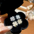 Copper Floral Zircon Stud Earrings With Silver Posts, French Court Light Luxury Style view 2