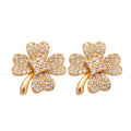 Copper Floral Zircon Stud Earrings With Silver Posts, French Court Light Luxury Style view 5