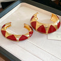 French Vintage Alloy Enamel Geometric Oval Open Bangle Minimalist Fashion Jewelry view 2