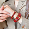 French Vintage Alloy Enamel Geometric Oval Open Bangle Minimalist Fashion Jewelry view 3