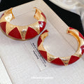 French Vintage Alloy Enamel Geometric Oval Open Bangle Minimalist Fashion Jewelry view 4